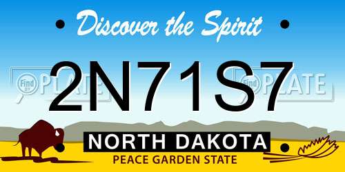 2N71S7 North Dakota License Plate