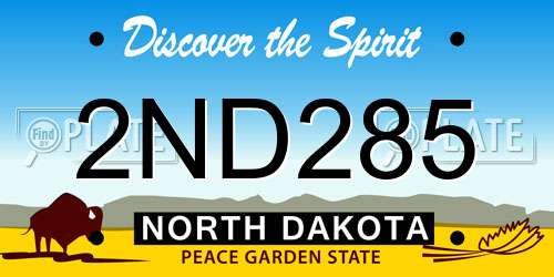 2ND285 North Dakota License Plate