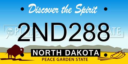 2ND288 North Dakota License Plate