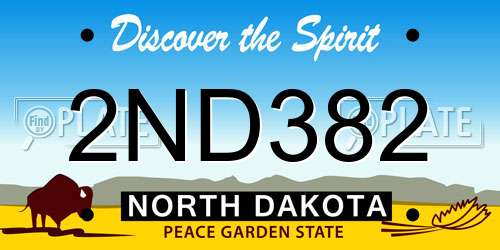 2ND382 North Dakota License Plate