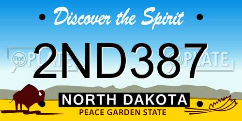 2ND387 North Dakota License Plate