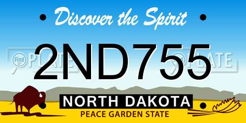 2ND755 North Dakota License Plate