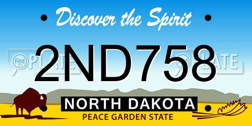 2ND758 North Dakota License Plate