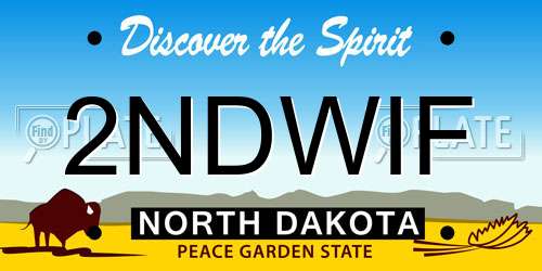 2NDWIF North Dakota License Plate