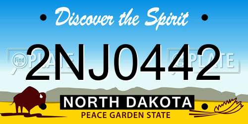 2NJ0442 North Dakota License Plate