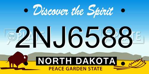 2NJ6588 North Dakota License Plate