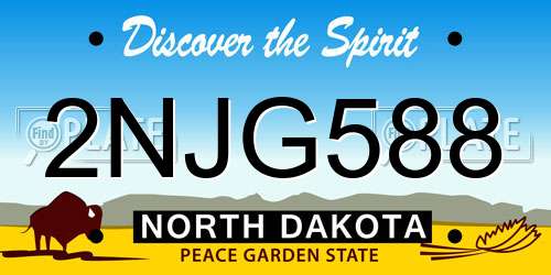 2NJG588 North Dakota License Plate