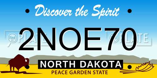 2NOE70 North Dakota License Plate