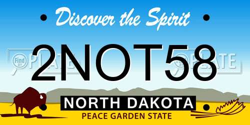 2NOT58 North Dakota License Plate