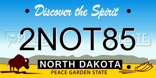 2NOT85 North Dakota License Plate