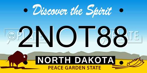 2NOT88 North Dakota License Plate