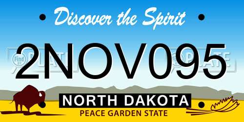 2NOV095 North Dakota License Plate