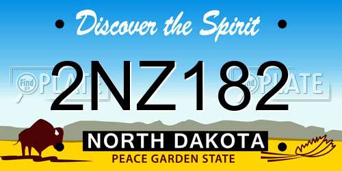 2NZ182 North Dakota License Plate
