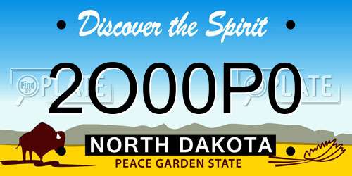 2O00P0 North Dakota License Plate