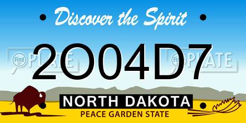 2O04D7 North Dakota License Plate
