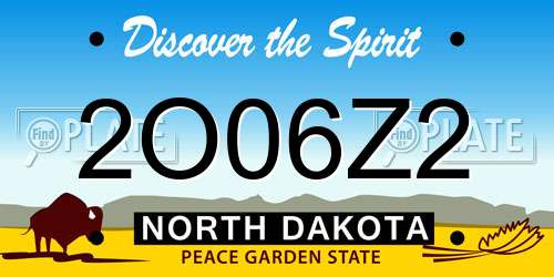 2O06Z2 North Dakota License Plate