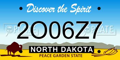 2O06Z7 North Dakota License Plate