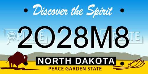 2O28M8 North Dakota License Plate