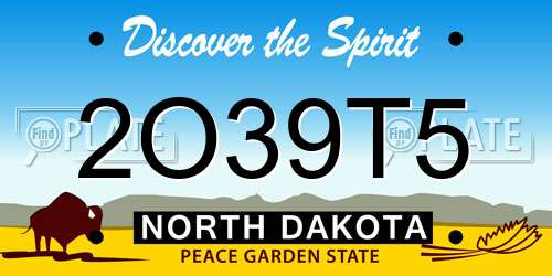 2O39T5 North Dakota License Plate