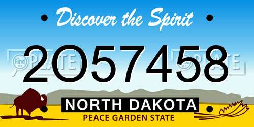 2O57458 North Dakota License Plate