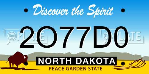 2O77D0 North Dakota License Plate