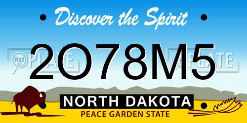 2O78M5 North Dakota License Plate
