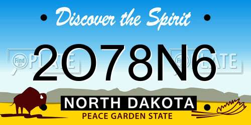 2O78N6 North Dakota License Plate
