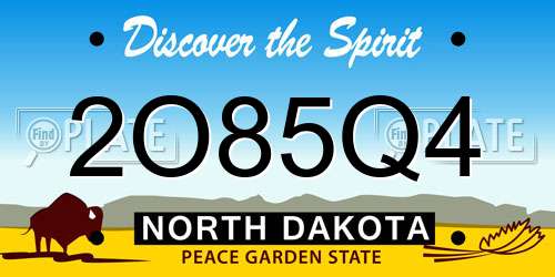 2O85Q4 North Dakota License Plate