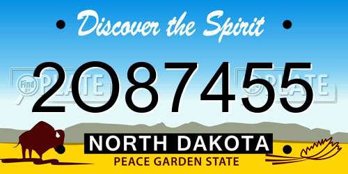 2O87455 North Dakota License Plate