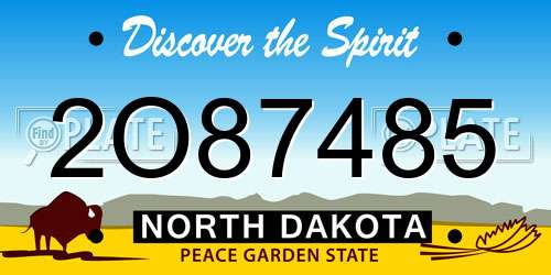 2O87485 North Dakota License Plate