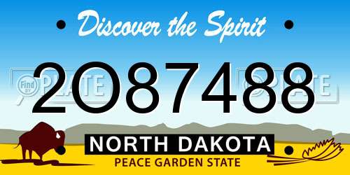 2O87488 North Dakota License Plate