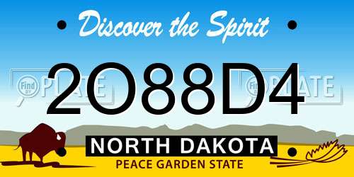 2O88D4 North Dakota License Plate