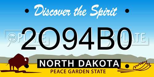 2O94B0 North Dakota License Plate