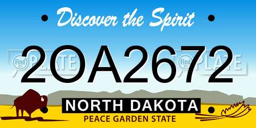 2OA2672 North Dakota License Plate