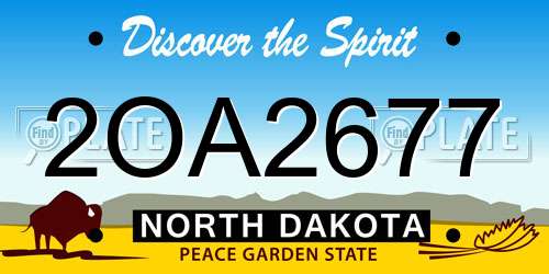 2OA2677 North Dakota License Plate