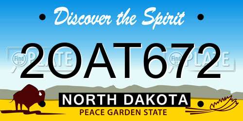 2OAT672 North Dakota License Plate