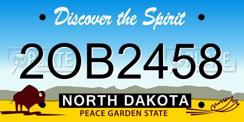 2OB2458 North Dakota License Plate