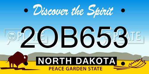 2OB653 North Dakota License Plate