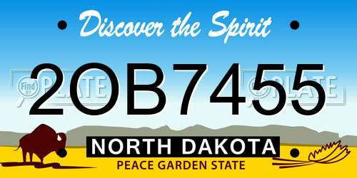 2OB7455 North Dakota License Plate