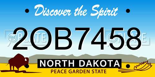 2OB7458 North Dakota License Plate