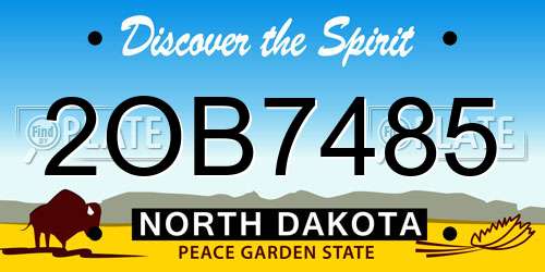 2OB7485 North Dakota License Plate