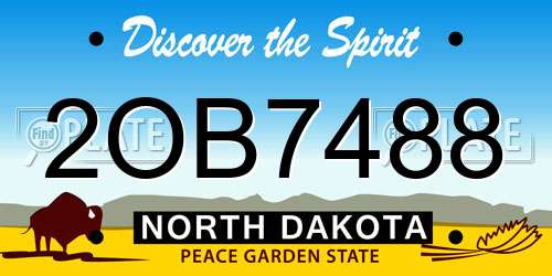 2OB7488 North Dakota License Plate