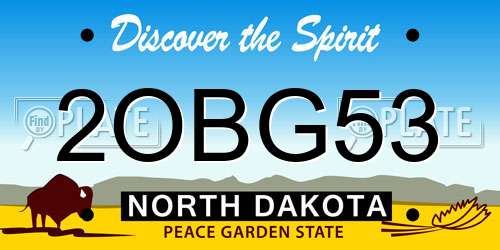 2OBG53 North Dakota License Plate