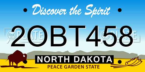 2OBT458 North Dakota License Plate