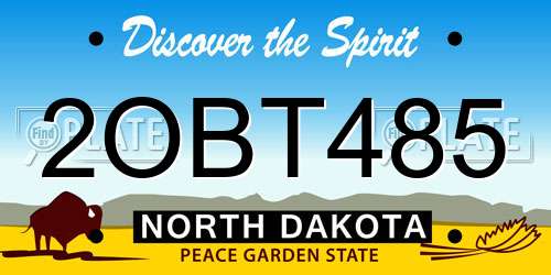 2OBT485 North Dakota License Plate