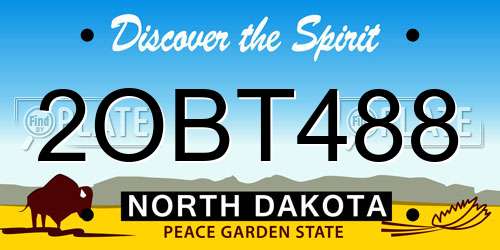 2OBT488 North Dakota License Plate