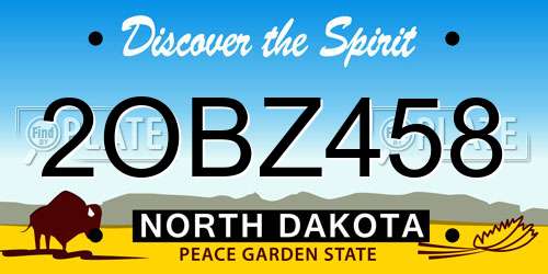 2OBZ458 North Dakota License Plate