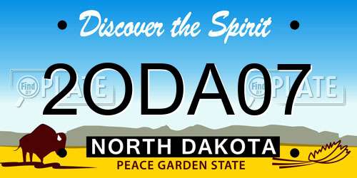 2ODA07 North Dakota License Plate