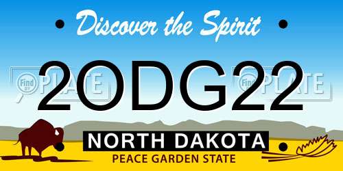 2ODG22 North Dakota License Plate