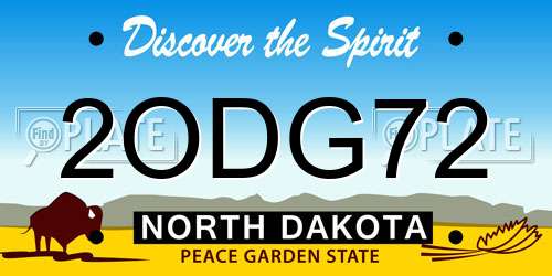 2ODG72 North Dakota License Plate